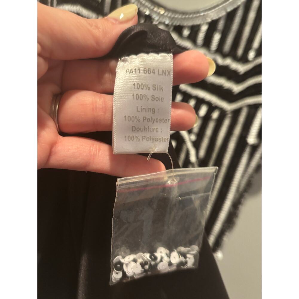 Parker Hayden Beaded Sequin Geometric Feather 100% Silk Dress Size Medium - Picture 6 of 6